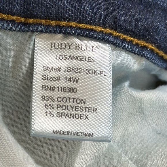 Judy Blue Skinny Fit Destroyed Stretch Jeans Women's 14W Med. Blue Holes Fraying - Picture 11 of 15